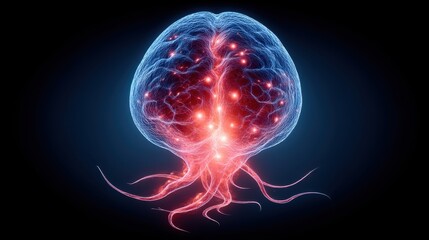 Stunning glowing jellyfish display underwater realm digital art dark background close-up bioluminescence concept