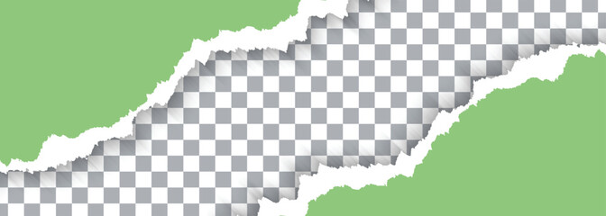 Vector Green Torn Paper On Transparent Background