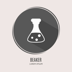 Symbol beaker logo. Illustration of beaker in flat. Stock