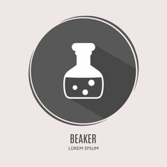 Symbol beaker logo. Illustration of beaker in flat. Stock