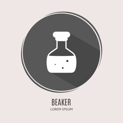 Symbol beaker logo. Illustration of beaker in flat. Stock