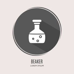 Symbol beaker logo. Illustration of beaker in flat. Stock