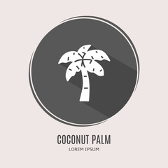 Symbol coconut palm logo. Illustration of coconut palm in flat. Stock