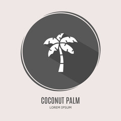Symbol coconut palm logo. Illustration of coconut palm in flat. Stock