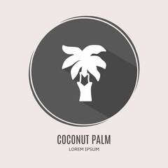 Symbol coconut palm logo. Illustration of coconut palm in flat. Stock