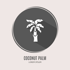 Symbol coconut palm logo. Illustration of coconut palm in flat. Stock