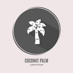 Symbol coconut palm logo. Illustration of coconut palm in flat. Stock