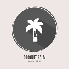 Symbol coconut palm logo. Illustration of coconut palm in flat. Stock