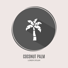 Symbol coconut palm logo. Illustration of coconut palm in flat. Stock