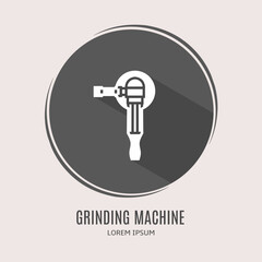 Symbol grinding machine logo. Illustration of grinding machine in flat. Stock