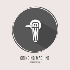 Symbol grinding machine logo. Illustration of grinding machine in flat. Stock