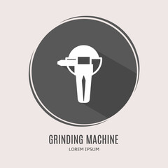 Symbol grinding machine logo. Illustration of grinding machine in flat. Stock