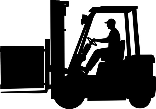  Industrial Forklift Operator Silhouette Vector