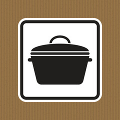 Black silhouette of a cooking pot icon on a textured brown background