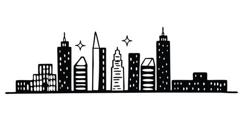 Fototapeta premium silhouette city skyline on white background