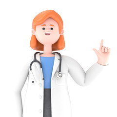 Fototapeta premium 3D illustration of Female Doctor Nova Presentation of Information,Transparent Background Mockup.Supports PNG files with transparent backgrounds.
