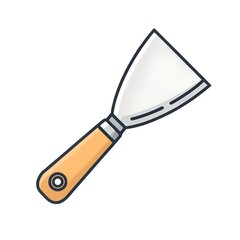 Putty Knife Icon - Spatula Tool Flat Line Vector