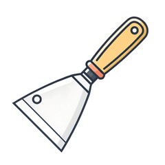 Putty Knife Icon - Spatula Tool Flat Line Vector
