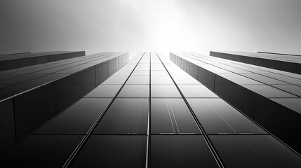 Solar panel layout geometric abstraction rectangular forms black white monochromatic palette silver accents long shot angular relationships