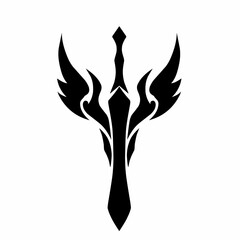 Abstract Black Sword and Wings Tribal Tattoo Design