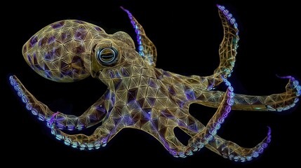 Dynamic octopus display underwater wildlife photography dark environment close-up view marine life concepts