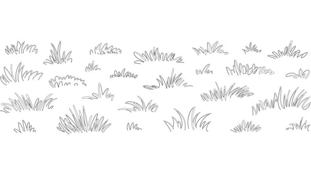 Hand drawn grass clumps in decorative line vector