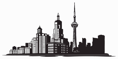  silhouette city skyline on white background