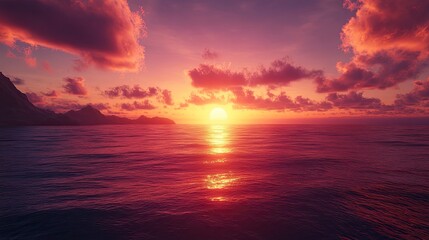 Obraz premium Dramatic sunset over a tranquil ocean