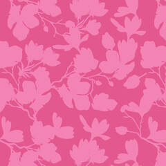 Seamless pattern of minimalist silhouette flower two-tone with plain background. Modern floral pattern, Vintage floral background, Pattern for design wallpaper, Gift wrap paper and fashion prints.