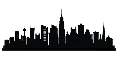  silhouette city skyline on white background