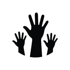 Obraz premium Raised Hands Icon: Voting, Volunteerism, Support, and Community Engagement Symbol