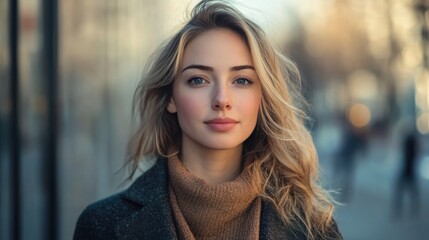 Obraz premium Beautiful Blonde Woman in City Street