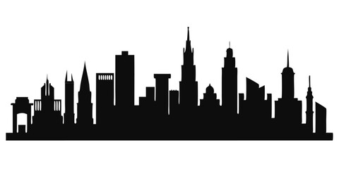  silhouette city skyline on white background