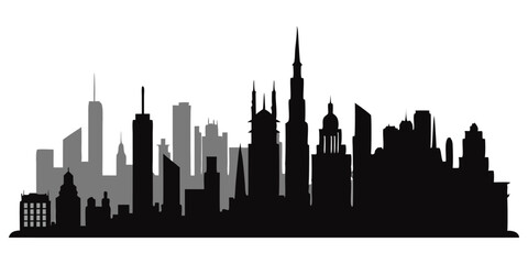 Obraz premium silhouette city skyline on white background