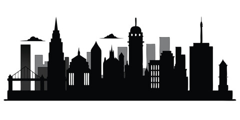 Naklejka premium silhouette city skyline on white background