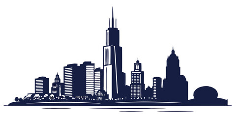 Fototapeta premium silhouette city skyline on white background