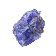 Fototapeta premium Raw Iolite Crystal Specimen on White Background