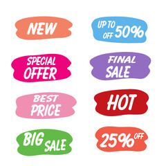 set of colorful sale labels