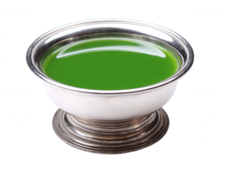 Bright Green Sauce in Silver Bowl - Culinary Ingredient