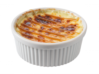 Crème brûlée Dessert Isolated on White Background