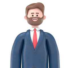 3D illustration of bearded american businessman Bob doing winner,Transparent Background Mockup.Supports PNG files with transparent backgrounds.