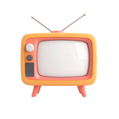 Retro Television: A charming vintage-style television set with a blank screen, presented in a vibrant peach and yellow color scheme. Perfect for adding a nostalgic touch to your designs.