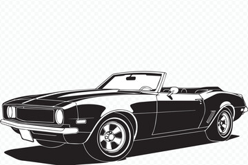 Retro Convertible Car Vector for Poster and Design Vector