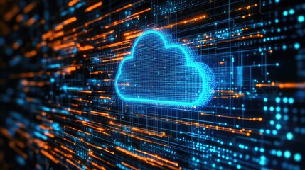 Cloud computing concept featuring modern data center integration and innovative cloud technology solutions. 