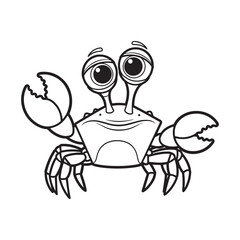 Obraz premium Black and White Cartoon Crab Line Drawing Large Eyes