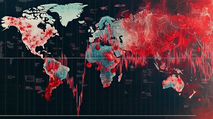 Global data visualization, showing interconnected trends