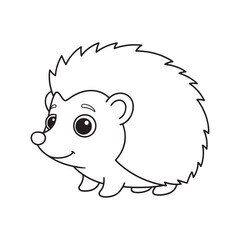Cute Cartoon Hedgehog Black White Line Drawing line art