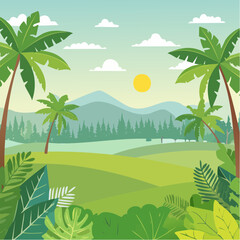 Fototapeta premium panorama banner background of tropical forest landscape scene