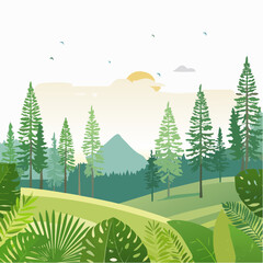 Fototapeta premium panorama banner background of tropical forest landscape scene