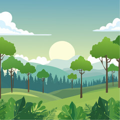 Obraz premium panorama banner background of tropical forest landscape scene